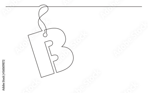 continuous line drawing tag label alphabet letter design b - PNG image with transparent background