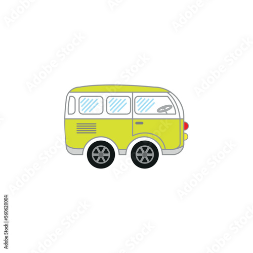 Cute minibus drawing vector illustration. 