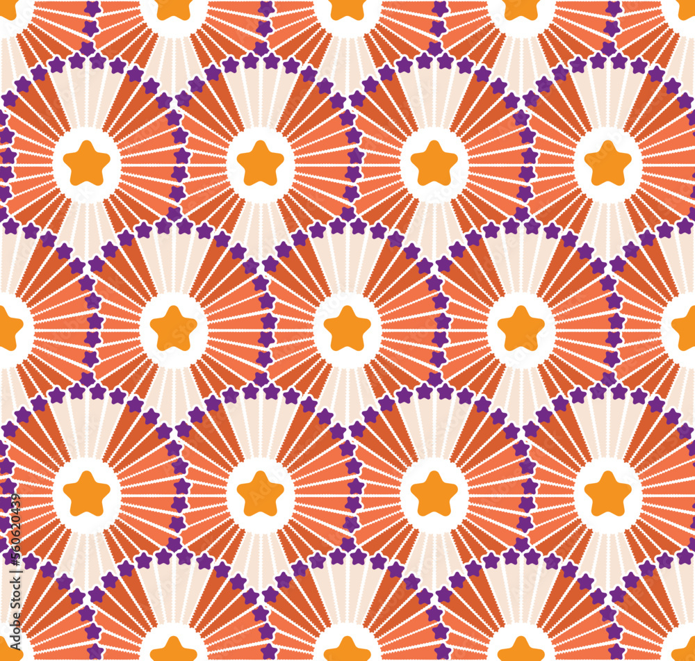 Abstract Art Deco Fan Stars Geometric Vector Seamless Pattern Trendy Fashion Colors Perfect for Allover Fabric Print or Wrapping Paper Abstract Art Deco Fan Stars Geometric Vector Seamless Pattern Trendy Fashion Colors Perfect for Allover Fabric Print or Wrapping Paper