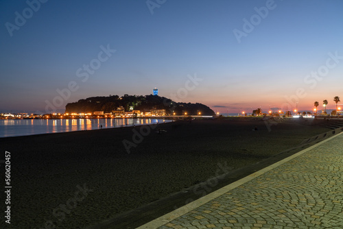 片瀬東浜側から見た江ノ島の夜景
