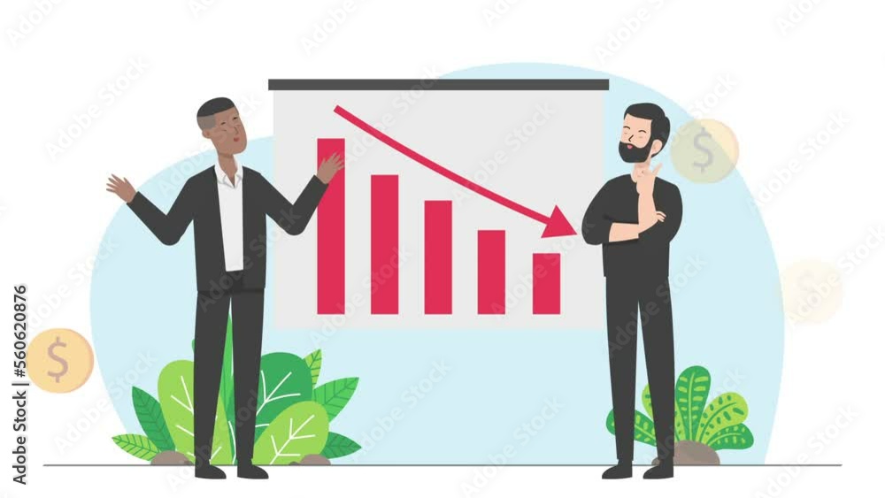 The analyst presents the graph to the boss The analyst presents the graph to the boss