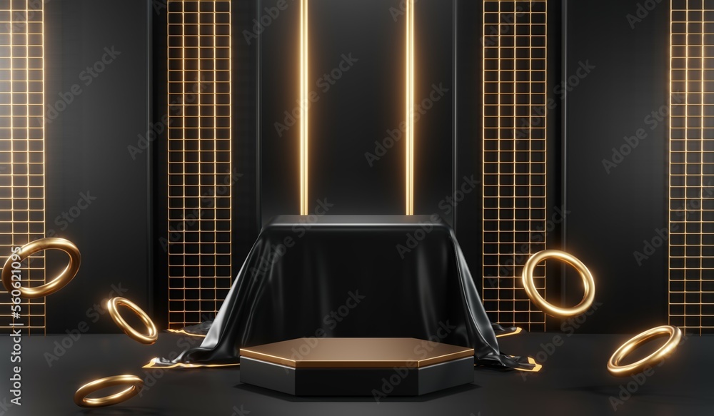 3D rendering of black podium background for black friday product on podium 3D rendering of black podium background for black friday product on podium
