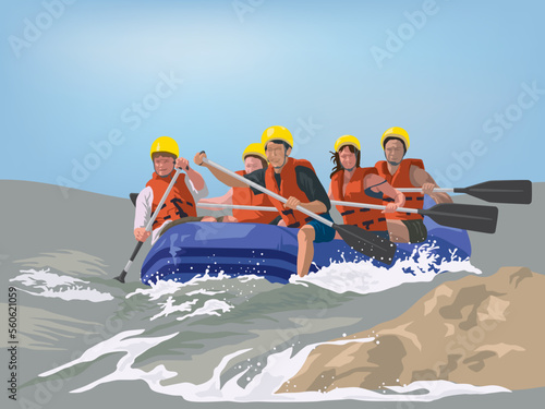 Rafting Team Adventure in illustration graphic vector