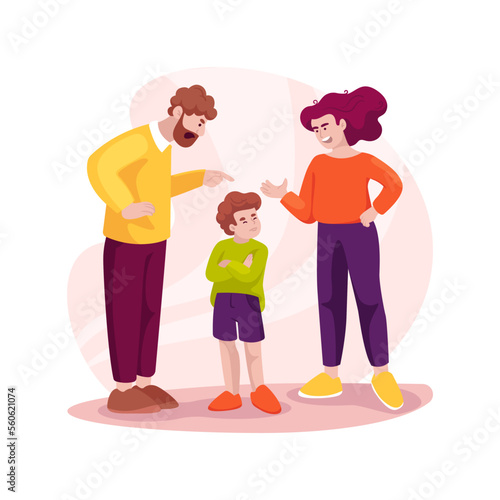 Family fight isolated cartoon vector illustration.
