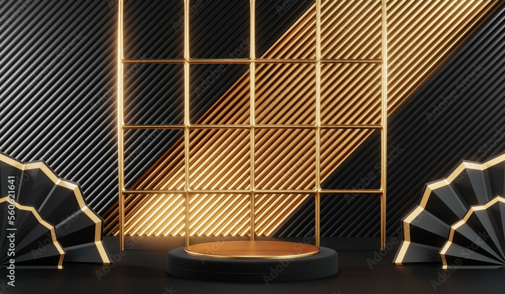 3D rendering of black podium background for black friday product on podium 3D rendering of black podium background for black friday product on podium