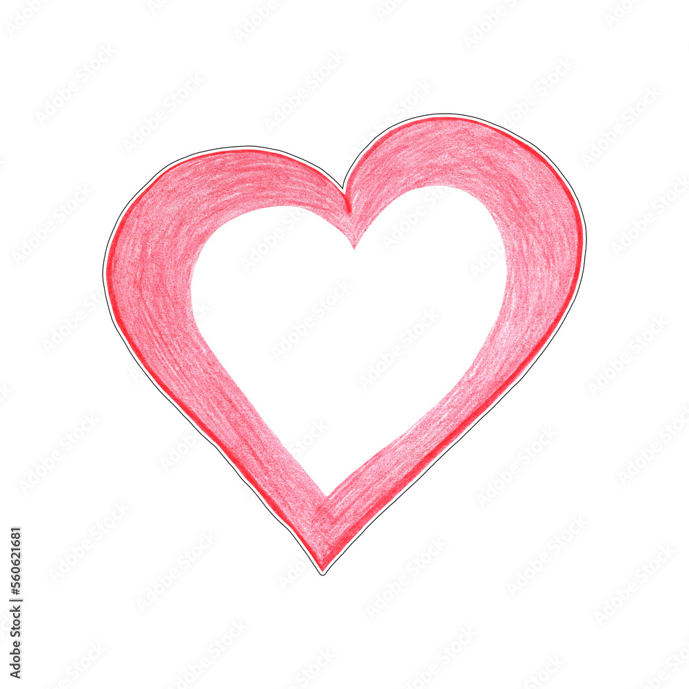 Red Heart Sticker Drawn by Colored Pencil. The Sign of World Heart Day. Symbol of Valentines Day. Heart Shape Isolated on Transparent Background. Red Heart Sticker Drawn by Colored Pencil. The Sign of World Heart Day. Symbol of Valentines Day. Heart Shape Isolated on Transparent Background.