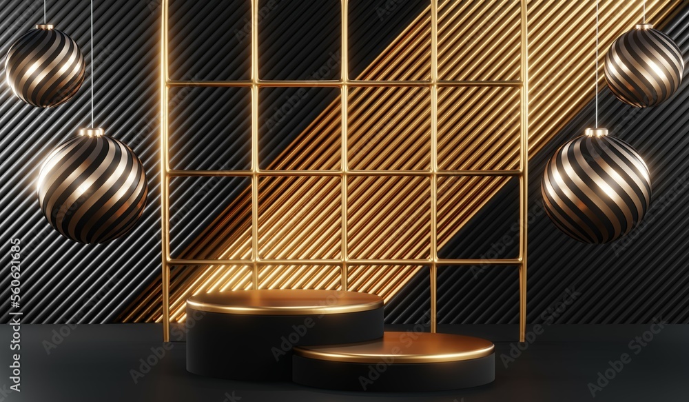 3D rendering of black podium background for black friday product on podium 3D rendering of black podium background for black friday product on podium