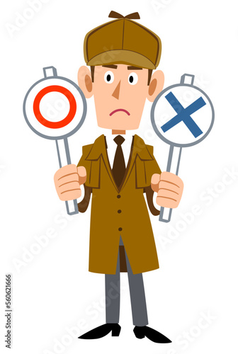 正解を考える男性の探偵
