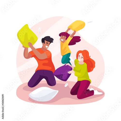Pillow fight isolated cartoon vector illustration.