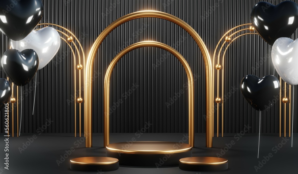 3D rendering of black podium background for black friday product on podium 3D rendering of black podium background for black friday product on podium