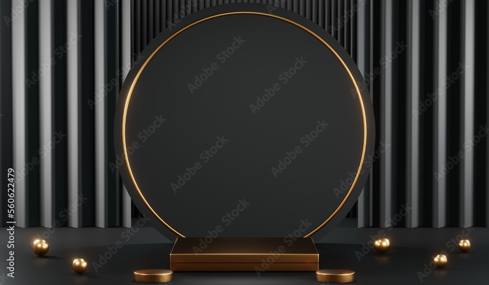 3D rendering of black podium background for black friday product on podium 3D rendering of black podium background for black friday product on podium
