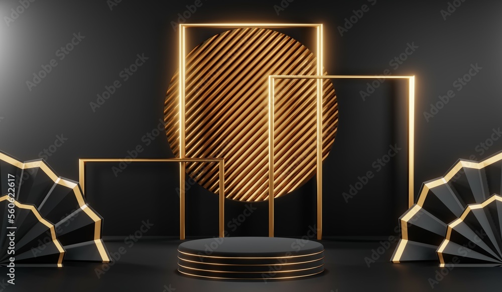 3D rendering of black podium background for black friday product on podium 3D rendering of black podium background for black friday product on podium