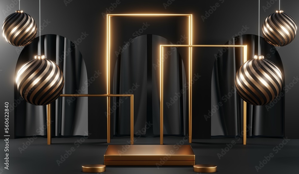 3D rendering of black podium background for black friday product on podium 3D rendering of black podium background for black friday product on podium