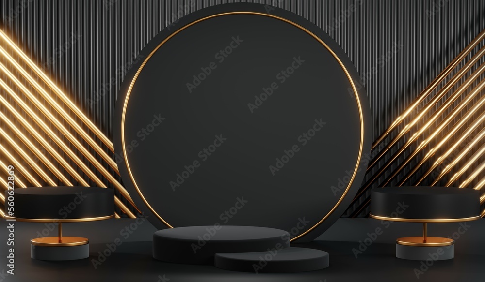 3D rendering of black podium background for black friday product on podium 3D rendering of black podium background for black friday product on podium