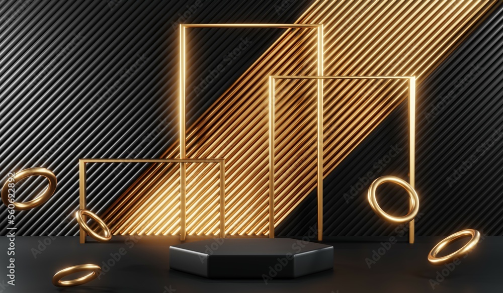 3D rendering of black podium background for black friday product on podium 3D rendering of black podium background for black friday product on podium