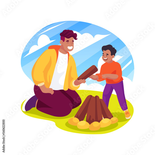 Build a campfire isolated cartoon vector illustration.