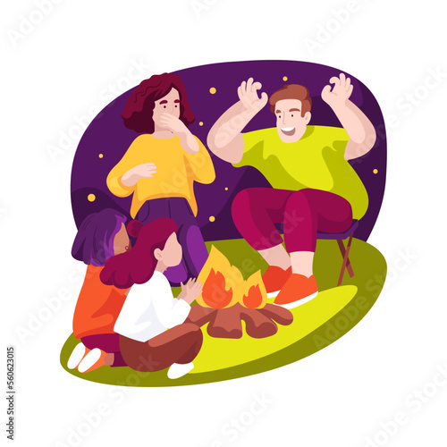 Scary campfire stories isolated cartoon vector illustration.