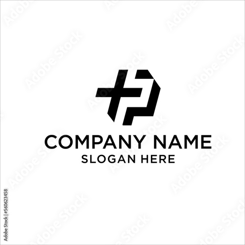 health logo letter p, with a combination design of the letters p and plus into one logo / symbol that is unique and elegant. green gradation. material white template. modern