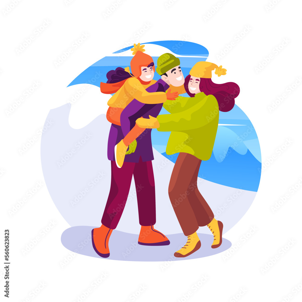 Family hugs isolated cartoon vector illustration.