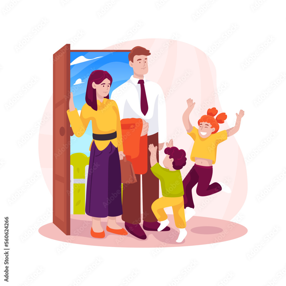 Fototapeta premium Tired parents isolated cartoon vector illustration.