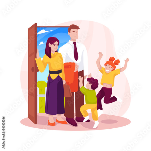 Tired parents isolated cartoon vector illustration.