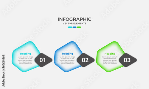 Business infographic with 3 steps elements design template, Vector infographic presentation, Infographics business concept