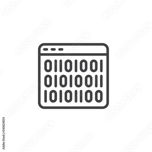 Binary code web page line icon