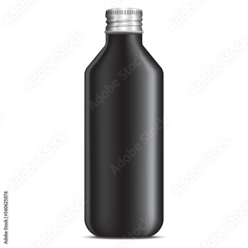 Image of black aluminum water bottle on transparent background for design