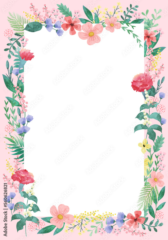 Floral and leaf card. watercolor design. For banners, posters, invitations, etc.