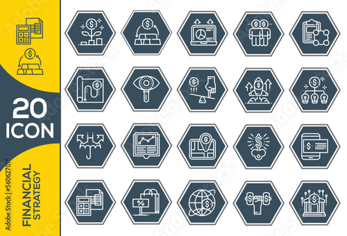 FINANCIAL STRATEGY ICON SET DESIGN