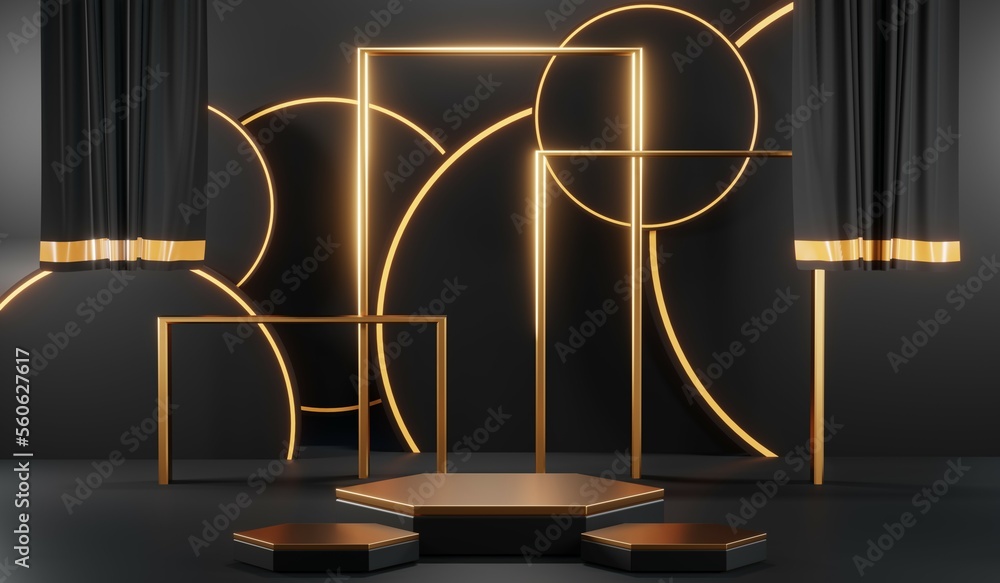3D rendering of black podium background for black friday product on podium 3D rendering of black podium background for black friday product on podium
