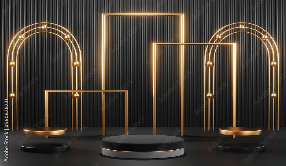 3D rendering of black podium background for black friday product on podium 3D rendering of black podium background for black friday product on podium