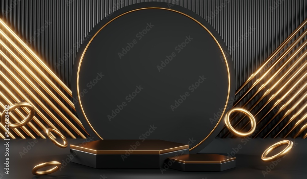 3D rendering of black podium background for black friday product on podium 3D rendering of black podium background for black friday product on podium