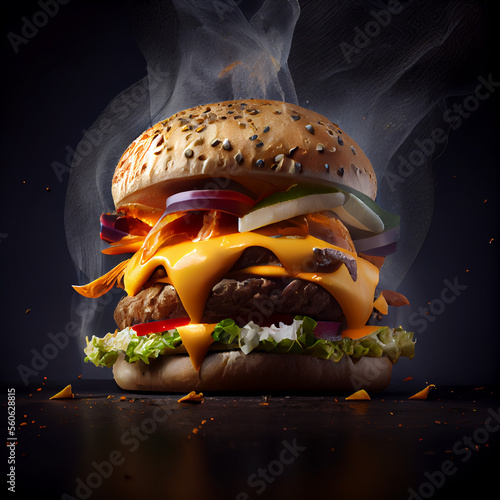 smoking cheeseburguer  photo