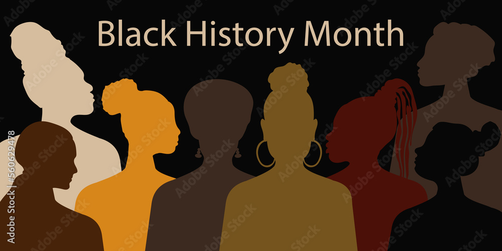 Black History Month. A celebration of the diversity and pride of African culture. Horizontal banner. 
