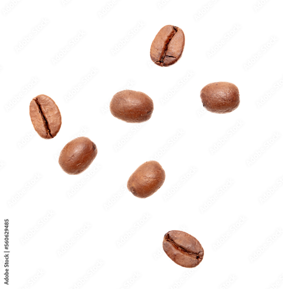 Roasted coffee beans isolated on white background. Roasted coffee beans isolated on white background.