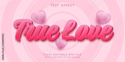Editable text true love with three dimension text style