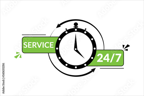 24 7 Hour Service Vector element design.