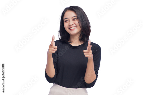 Young Business Woman Pointing Choosing You Smiling