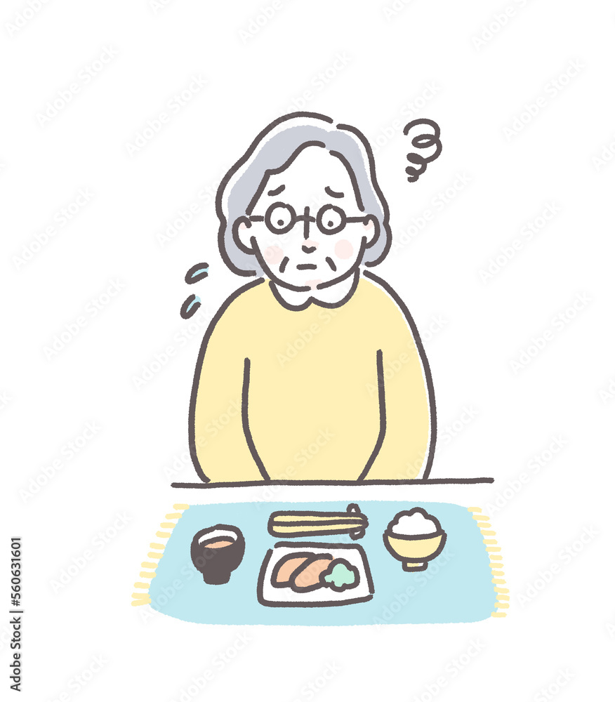 食欲が出ないシニア女性 食欲が出ないシニア女性