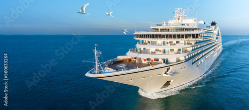 Obraz na płótnie Cruise Ship, Cruise Liners beautiful white cruise ship above luxury cruise in th