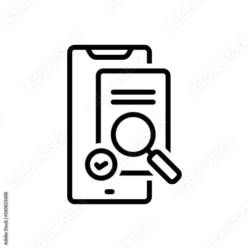 Black line icon for valid