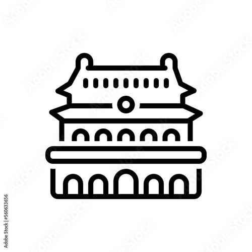 Black line icon for beijing