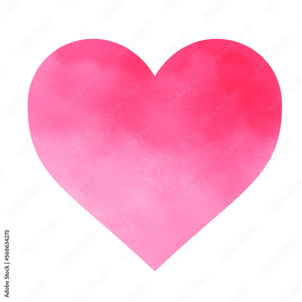 watercolor hand painted pink heart with gradient style