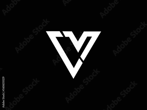 Creative Minimalist Letter CV Logo Design , Minimal VC Monogram