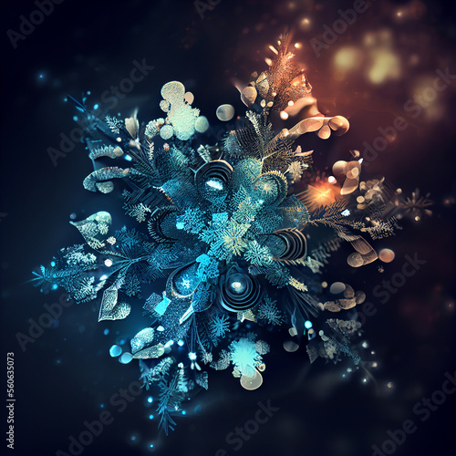 Blue Snowflake Background. Generative AI