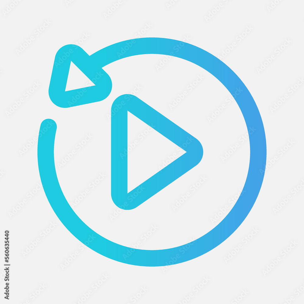 Replay icon in gradient style about multimedia, use for website mobile app presentation Replay icon in gradient style about multimedia, use for website mobile app presentation