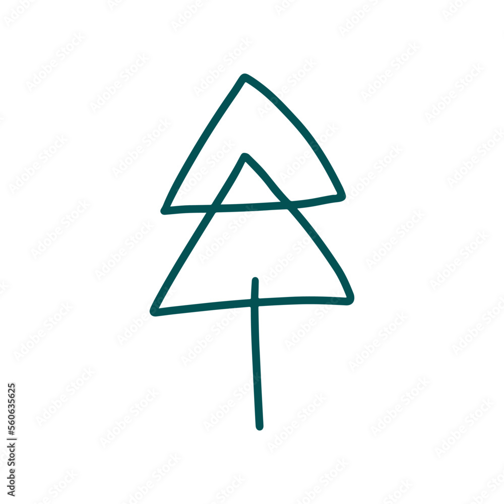 Hand drawn Christmas tree. Modern boho art. Hand drawn Christmas tree. Modern boho art.