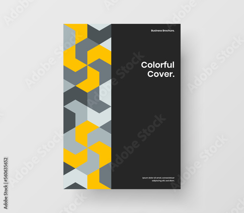 Fresh geometric hexagons company cover template. Trendy brochure design vector illustration. © pro