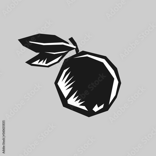 Illustration of a orange in a flat style. Isolated image on a grey background.